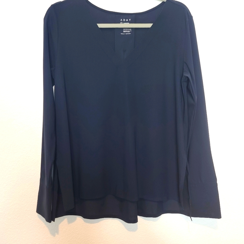 ADAY Something Tailored Shirt Top In Navy Blue - Picture 8 of 11